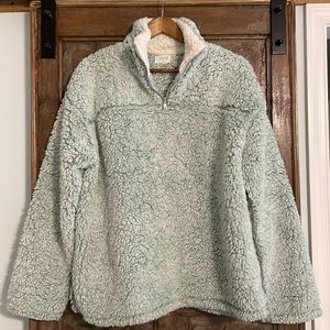 Peach Love California Light Green 1/4 Zip Sherpa Size M